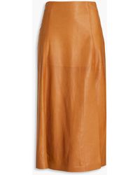 Ferragamo - Leather Midi Skirt - Lyst