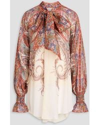 Zimmermann - Pussy-Bow Paisley-Print Ramie Blouse - Lyst