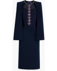 Jenny Packham - Embellished Cape-effect Crepe Midi Dress - Lyst