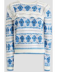 See By Chloé - Ruffled Jacquard-knit Cotton-blend Sweater - Lyst