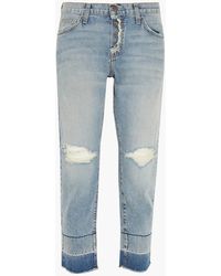 Current/Elliott Wide Leg Crop Jeans in Blue | Lyst