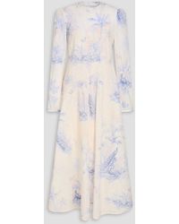 Zimmermann - Floral-Print Cotton Midi Dress - Lyst