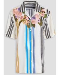 Dries Van Noten - Gestreiftes hemd aus twill mit stickereien - Lyst