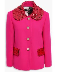 Dolce & Gabbana - Embellished Wool-blend Crepe Jacket - Lyst