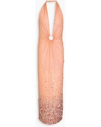 retroféte - Ioanna Embellished Tulle Halterneck Maxi Dress - Lyst