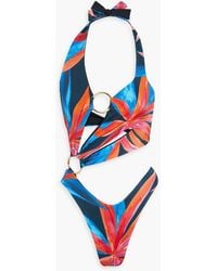 Louisa Ballou - Ring-embellished Floral-print Swimsuit - Lyst