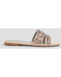 Gina - Lexi Crystal-Embellished Leather Sandals - Lyst