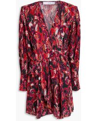 IRO - Minikleid aus crêpe de chine mit print und rüschen - Lyst