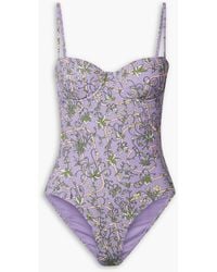 Tory Burch - Badeanzug mit floralem print und bügel - Lyst