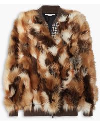 Stella McCartney - Vilma Faux Fur And Houndstooth Wool-tweed Jacket - Lyst