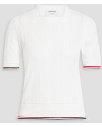Thom Browne - Pointelle-trimmed Ribbed Cotton Top - Lyst