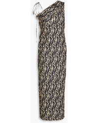 Nanushka - One-shoulder Leopard-print Jersey Midi Dress - Lyst