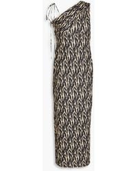Nanushka - One-shoulder Leopard-print Jersey Midi Dress - Lyst