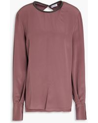 Brunello Cucinelli - Bluse aus crêpe de chine aus seide mit zierperlen - Lyst