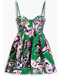 Area - Plissiertes minikleid aus baumwoll-twill mit floralem print - Lyst