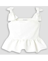 Nina Ricci - Bow-embellished Ruffled Taffeta Top - Lyst