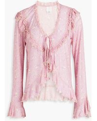 Anna Sui - Ruffled Printed Tulle Top - Lyst