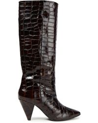 Samsøe & Samsøe Samsøe Φ Samsøe Croc-effect Leather Knee Boots - Black