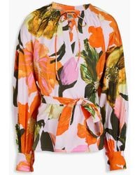 Stine Goya - Belted Floral-Print Ecovero Blouse - Lyst