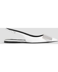 Sergio Rossi - Sr Miroir 10 Embellished Leather Slingback Point-toe Flats - Lyst