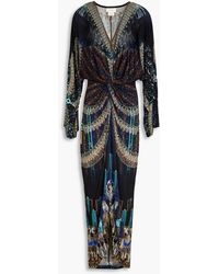 CAMILLA - Crystal-embellished Printed Stretch-jersey Maxi Dress - Lyst