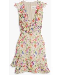 Saloni - Cece Floral-print Silk-crepon Mini Dress - Lyst