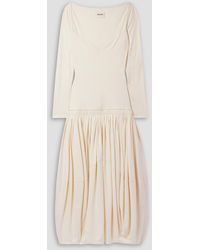 Khaite - Marsden Pleated Cotton-blend Jersey Midi Dress - Lyst