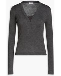 Brunello Cucinelli - Bead-embellished Ribbed Wool Top - Lyst