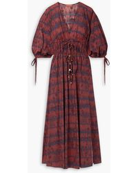 Altuzarra - Donrine Embellished Ruched Tie-dyed Cotton-blend Poplin Midi Dress - Lyst