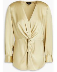 Theory - Twist-front Satin Blouse - Lyst
