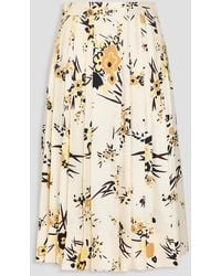 Tory Burch - Pleated Floral-print Silk-twill Skirt - Lyst