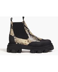 Ganni - Chelsea-boots aus leder mit krokodileffekt - Lyst