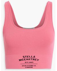 Stella McCartney - Cropped Logo-print Ribbed Stretch Cotton-blend Jersey Tank - Lyst