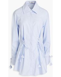 Palmer//Harding - Lace-up Pleated Striped Cotton-poplin Shirt - Lyst