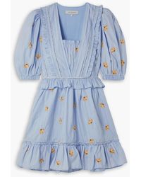 Lug Von Siga - Flora Ruffled Embroidered Cotton Mini Dress - Lyst