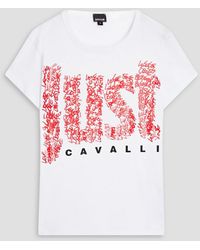 Just Cavalli Baumwolle T-Shirt mit Logo-Print in Schwarz Damen Bekleidung Oberteile T-Shirts 