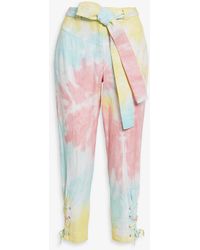 LoveShackFancy - Tao Lace-up Detailed Tie-dyed High-rise Tapered Jeans - Lyst
