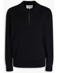 FRAME - Ribbed Cotton And Cashmere-blend Half-zip Polo Sweater - Lyst