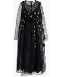 RED Valentino - Embellished Gathered Point D'esprit Midi Dress - Lyst