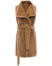 Yves Salomon Reversible Belted Shearling Vest Beige - Natural