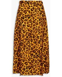 Sandro - Leopard-print Satin Midi Skirt - Lyst