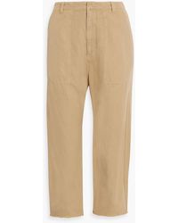 Nili Lotan - Luna Cropped Cotton And Linen-blend Twill Straight-leg Pants - Lyst