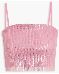 Walter Baker - Chellie Cropped Sequined Stretch-mesh Tank - Lyst