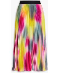 MSGM - Dégradé Pleated Crepe De Chine Midi Skirt - Lyst