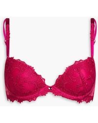 Lise Charmel - Dressing Floral Embroidered Satin And Stretch-tulle Underwired Push-up Bra - Lyst