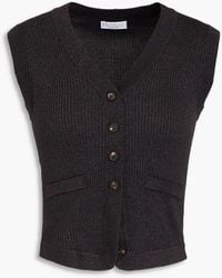 Brunello Cucinelli - Gerippte weste aus einer kaschmirmischung mit metallic-effekt - Lyst