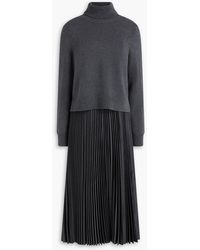 Theory - Layered Knitted And Woven Midi Dress - Lyst