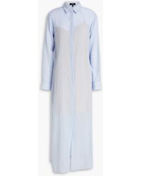 Theory - Crinkled Cotton-voile Midi Shirt Dress - Lyst