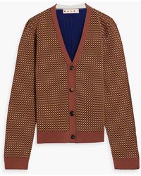 Marni - Jacquard-knit And Ribbed Wool-blend Cardigan - Lyst