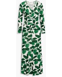 Diane von Furstenberg - Timmy Ruched Printed Jersey Midi Dress - Lyst